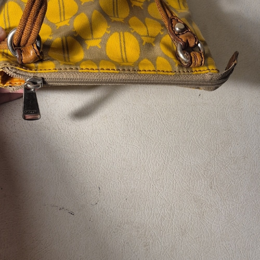 Fossil Mustard and Taupe Crossbody Bag - Picture 8 of 15